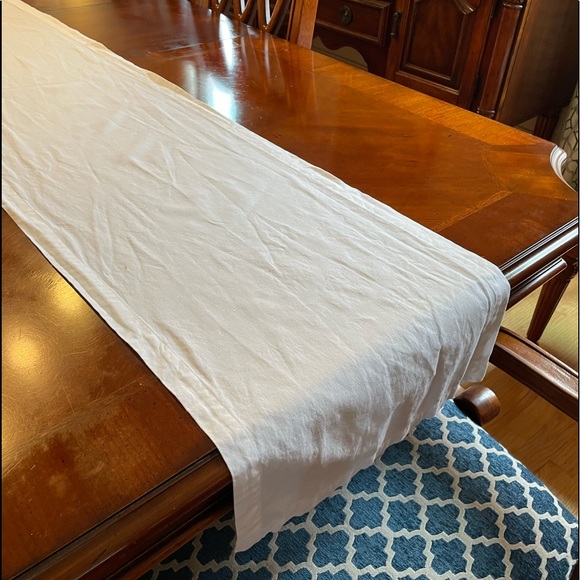 Solino Home Cotton Linen Table Runner – 14 x 108 Inch, White Table Runner - Picture 9 of 14